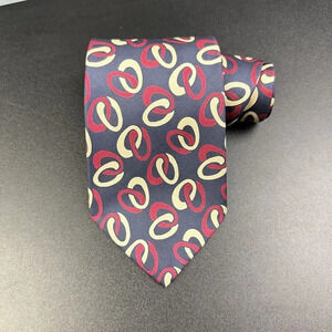 Vintage Polo Ralph Lauren Silk Tie Mens Navy Geometric Handmade in USA Necktie*